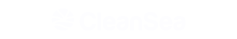 Namnlös design 42 Greencarrier Greencarrier CleanSea brand logo circular emblem with stylized waves to the left of the bold white CleanSea text on a black background