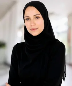 Dr Alaa Murabit press picture She is wearing all black and looking right into the camera A small smile on her lips